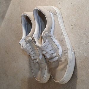 Vans Cream and White Suede Sneakers Womens Sz 10